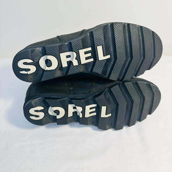 SOREL Boots 9 JOAN OF ARCTIC II CHELSEA Hidden Wedge Lug Black Ankle Waterproof - Picture 6 of 8
